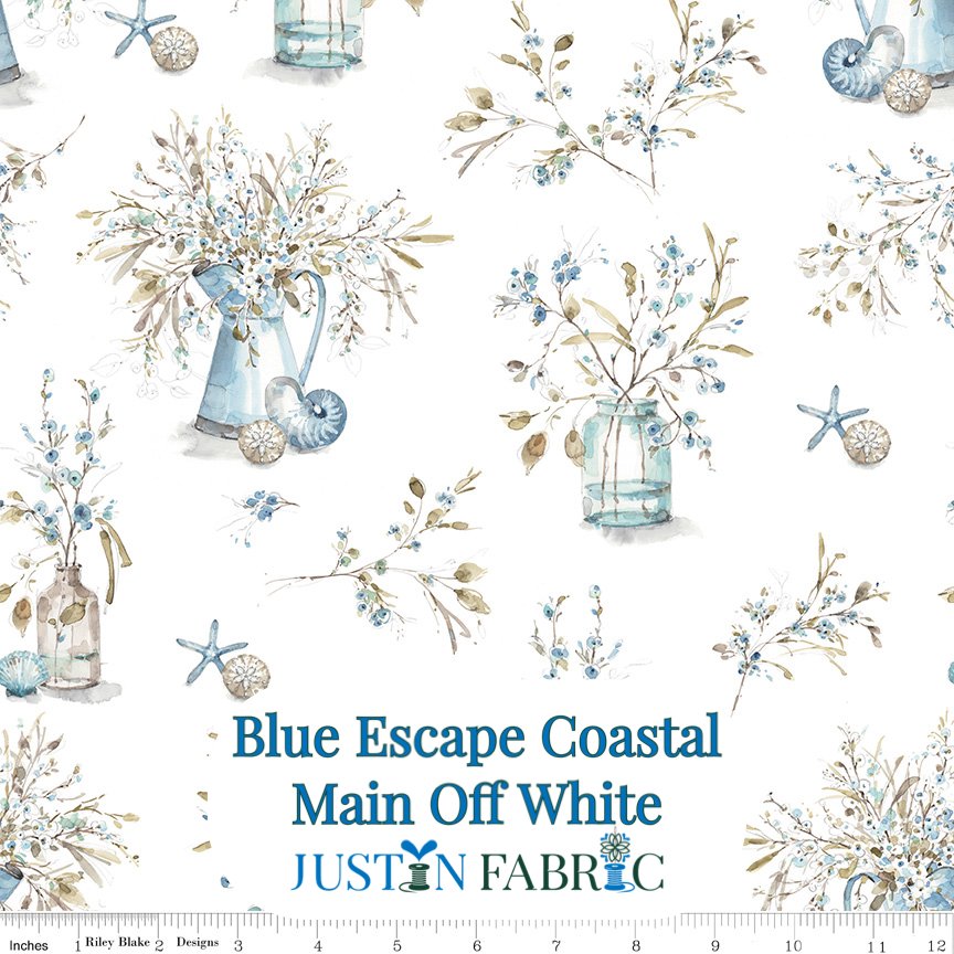 Blue Escape Coastal Main Off White Cotton Yardage by Lisa Audit | Riley Blake Designs -C14510-OFFWHITE - Justin Fabric!