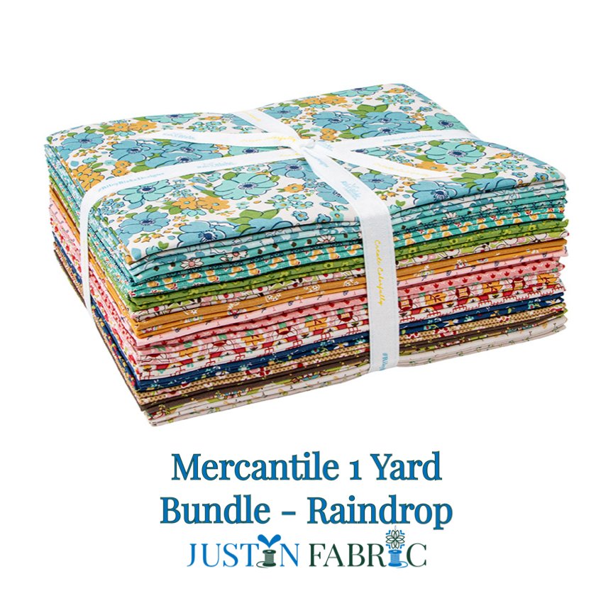 Mercantile 1 Yard Bundle Raindrop by Lori Holt 23 prints | SKU: 1YD-14380R-23 - Justin Fabric!