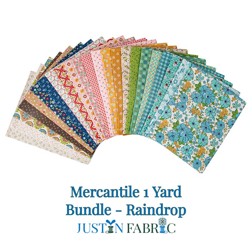 Mercantile 1 Yard Bundle Raindrop by Lori Holt 23 prints | SKU: 1YD-14380R-23 - Justin Fabric!