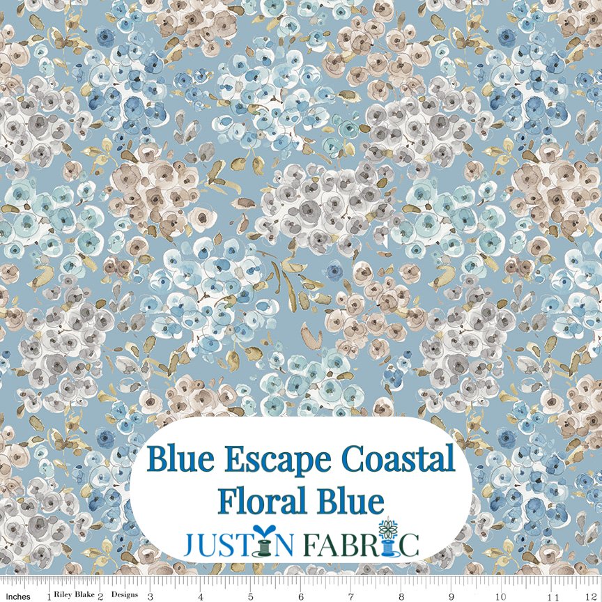 Blue Escape Coastal Floral Blue Cotton Yardage by Lisa Audit | Riley Blake Designs -C14512-BLUE - Justin Fabric!