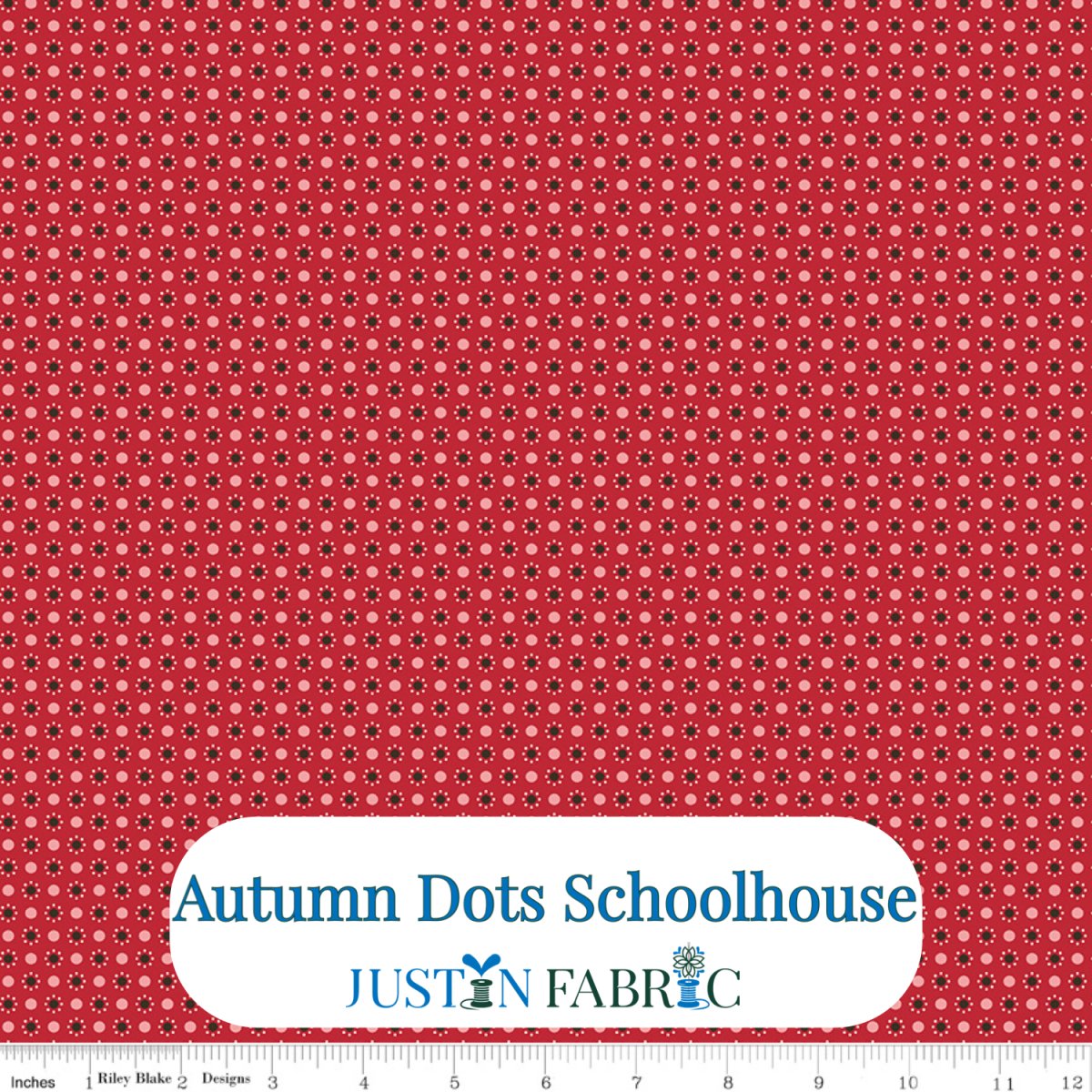 Autumn Dots Schoolhouse Cotton Yardage by Lori Holt | Riley Blake Designs -C14657-SCHOOLHOUSE - Justin Fabric!