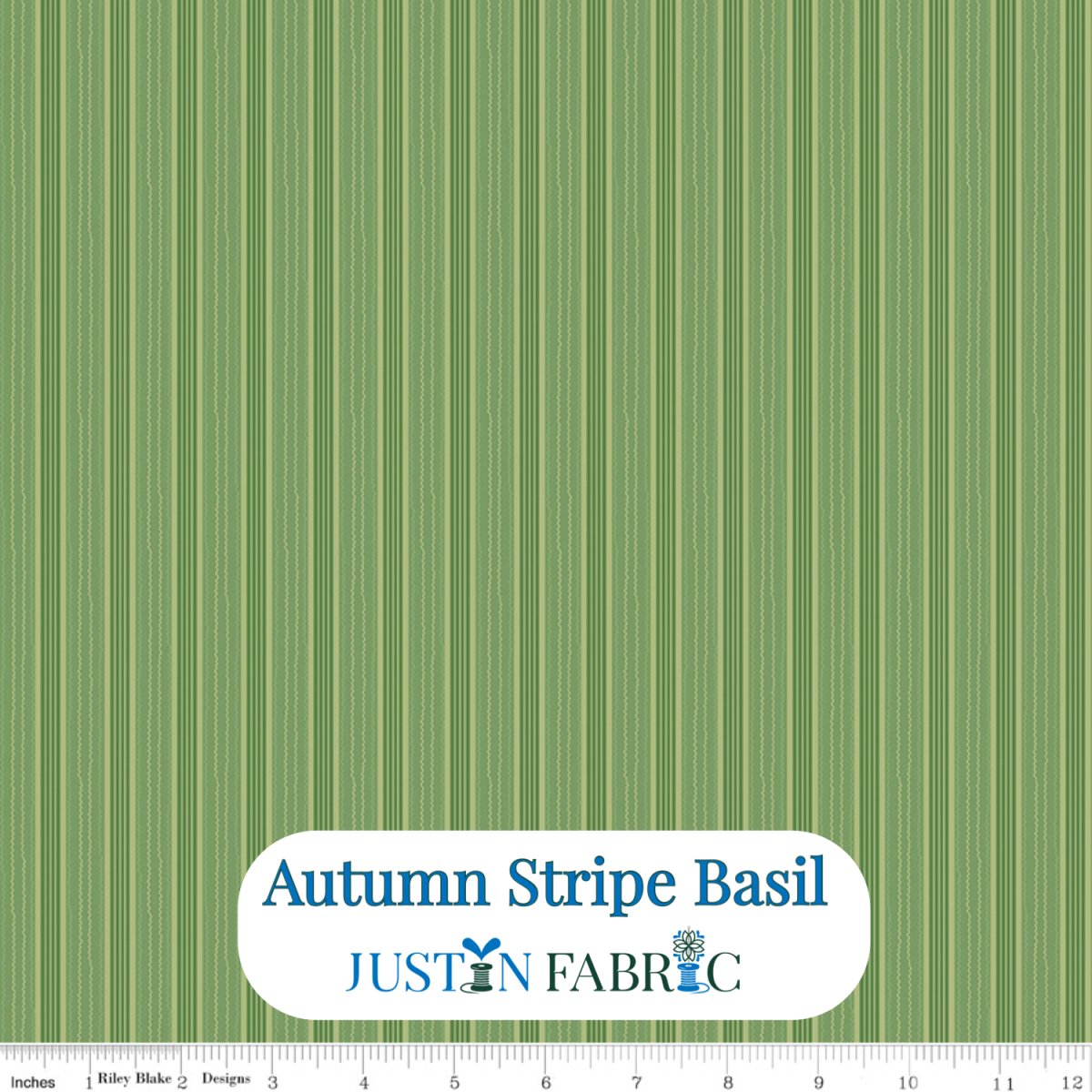 Autumn Stripe Basil Cotton Yardage by Lori Holt | Riley Blake Designs -C14665-BASIL - Justin Fabric!