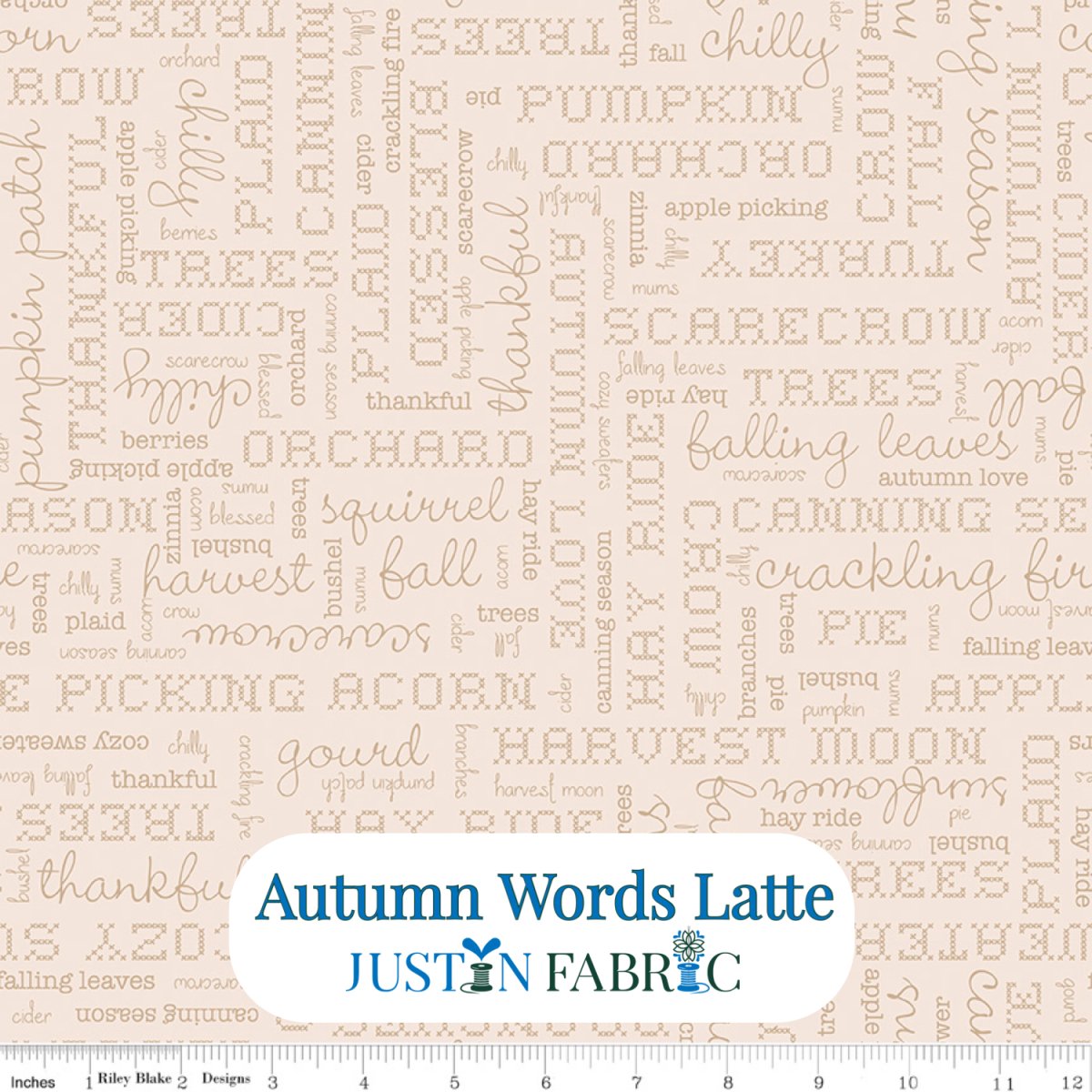 Autumn Words Background Latte Cotton Yardage by Lori Holt | Riley Blake Designs -C14667-LATTE - Justin Fabric!