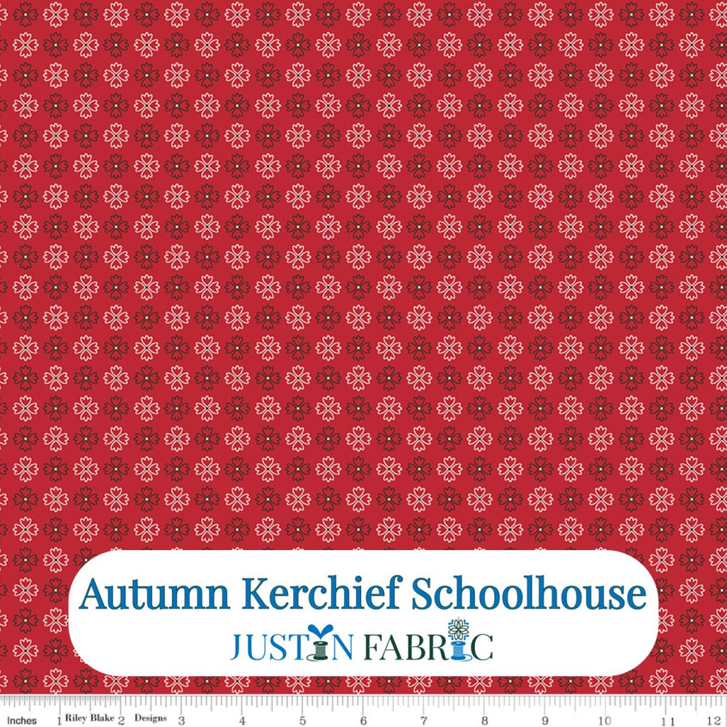 Autumn Kerchief Schoolhouse Cotton Yardage by Lori Holt | Riley Blake Designs -C14668-SCHOOLHOUSE - Justin Fabric!