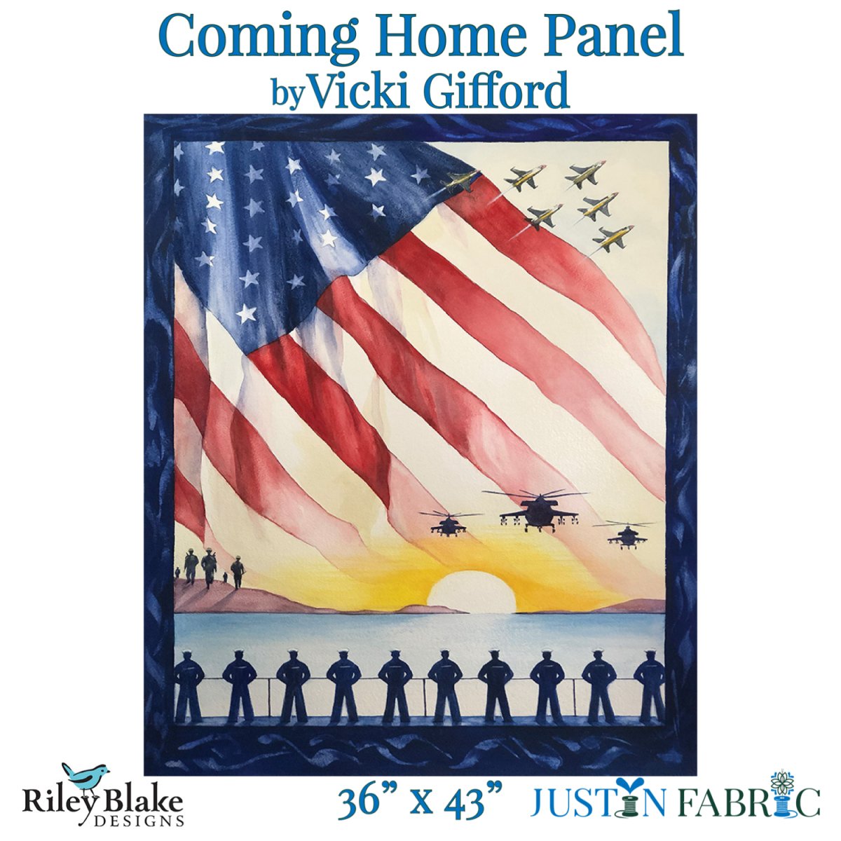 Coming Home Digitally Printed Panel by Vicki Gifford for Riley Blake Designs featuring the US Armed Forces SKU# PD14435-PANEL