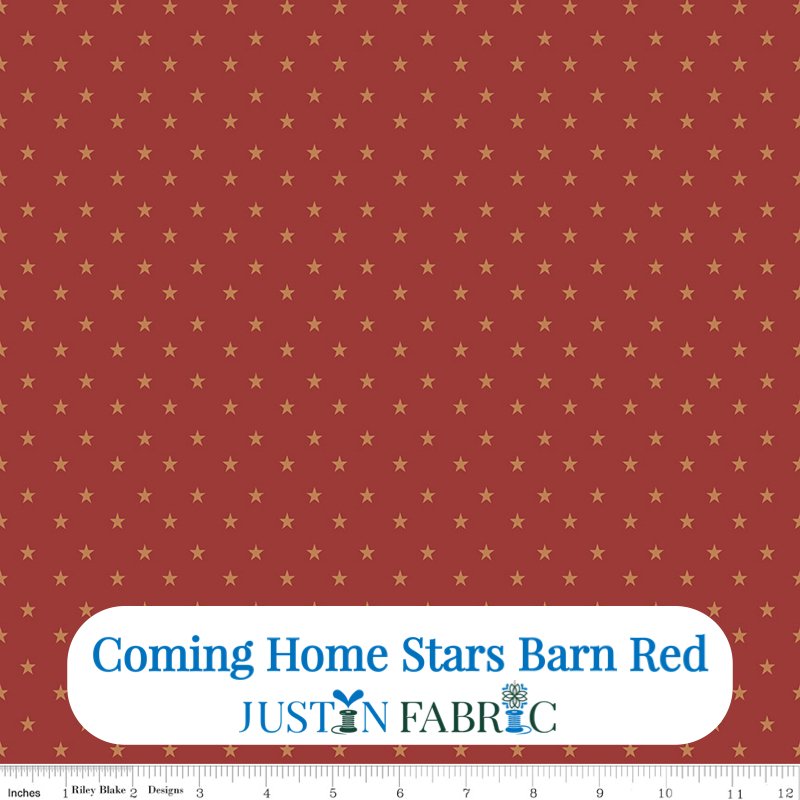 Coming Home Stars Barn Red Yardage by Vicki Gifford | Riley Blake Designs C14423-BARNRED- Barn Red fabric featuring Stars