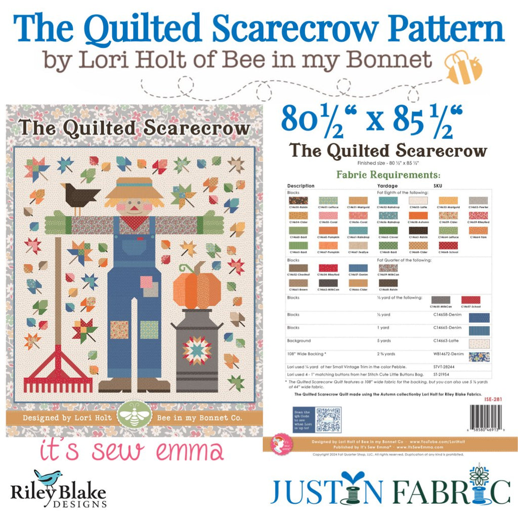 The Quilted Scarecrow Quilt Pattern by Lori Holt of Bee in my Bonnet | It's Sew Emma Pre-Order (April 2024)