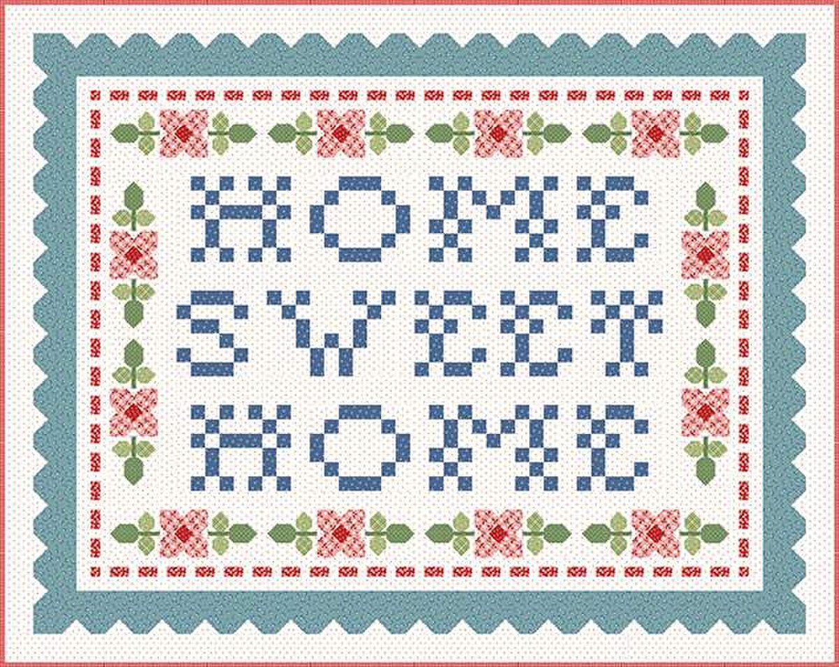 Prairie Home Book by Lori Holt of Bee in My Bonnet | It’s Sew Emma Home Sweet Home Wall Hanging with Pink Flowers