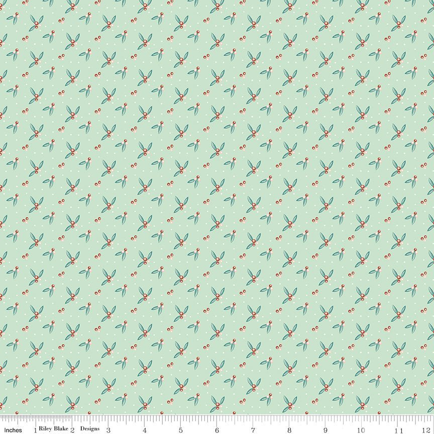 Arrival of Winter Berries Mint Yardage | SKU: C13527-MINT -C13527-MINT - Justin Fabric!