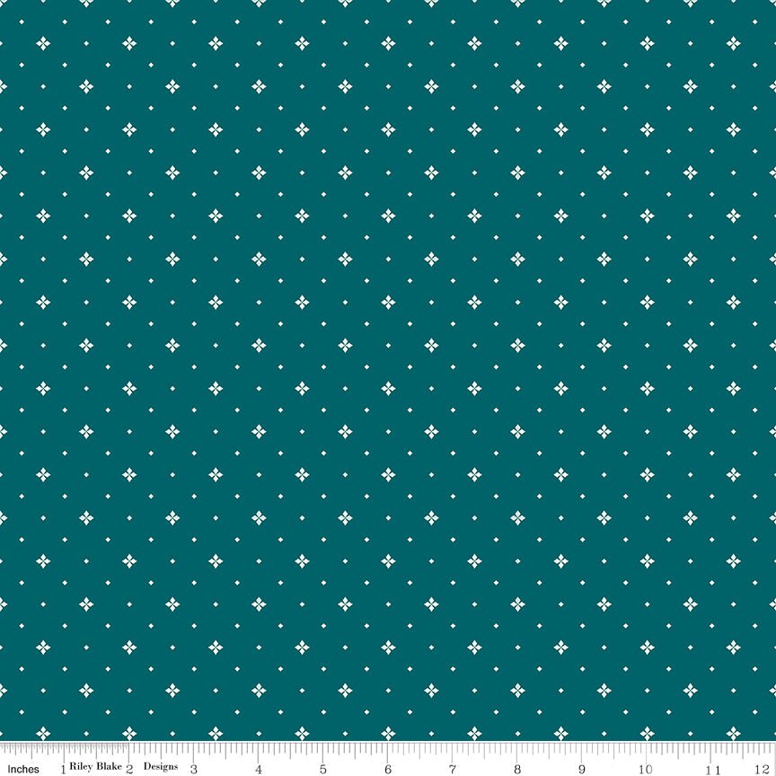 Arrival of Winter Ditsy Dark Teal Yardage | SKU: C13526-DKTEAL -C13526-DKTEAL - Justin Fabric!