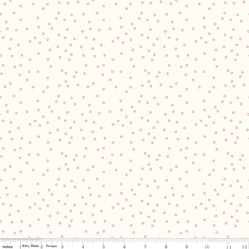 Bee Backgrounds Tiny Circle Coral Yardage | SKU: C6384-CORAL -C6384-CORAL - Justin Fabric!