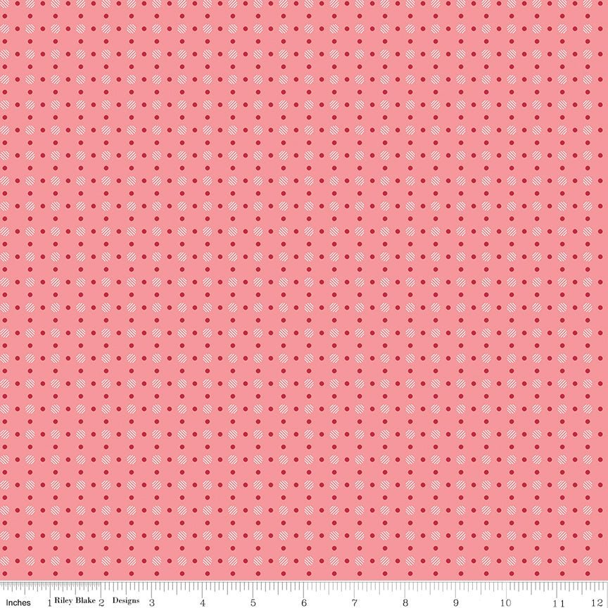 Bee Basics Polka Dot Coral Yardage | SKU: C6405-CORAL -C6405-CORAL - Justin Fabric!