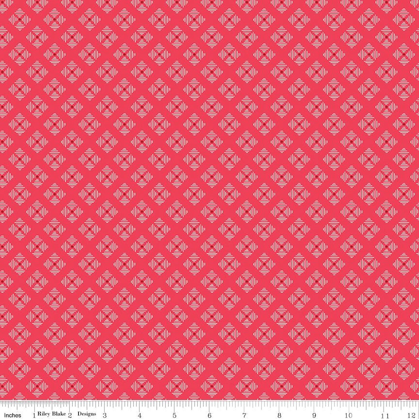 Bee Basics Stitched Flower Cayenne Yardage | SKU: C6409-CAYENNE -C6409-CAYENNE - Justin Fabric!