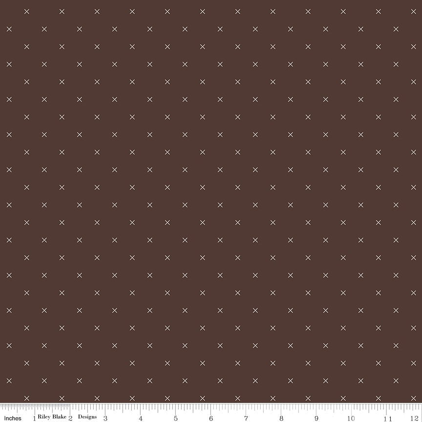Bee Cross Stitch Raisin Yardage-Lori Holt #C745-RAISIN -C745-RAISIN-FQ - Justin Fabric!