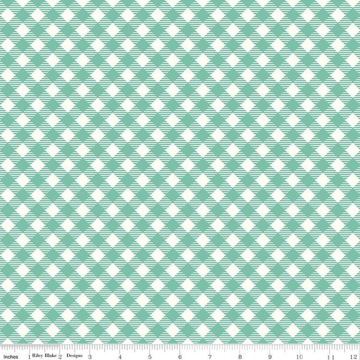 Bee Ginghams Debbie Sea Glass Yardage | SKU: C12550-SEAGLASS -C12550-SEAGLASS-1 - Justin Fabric!