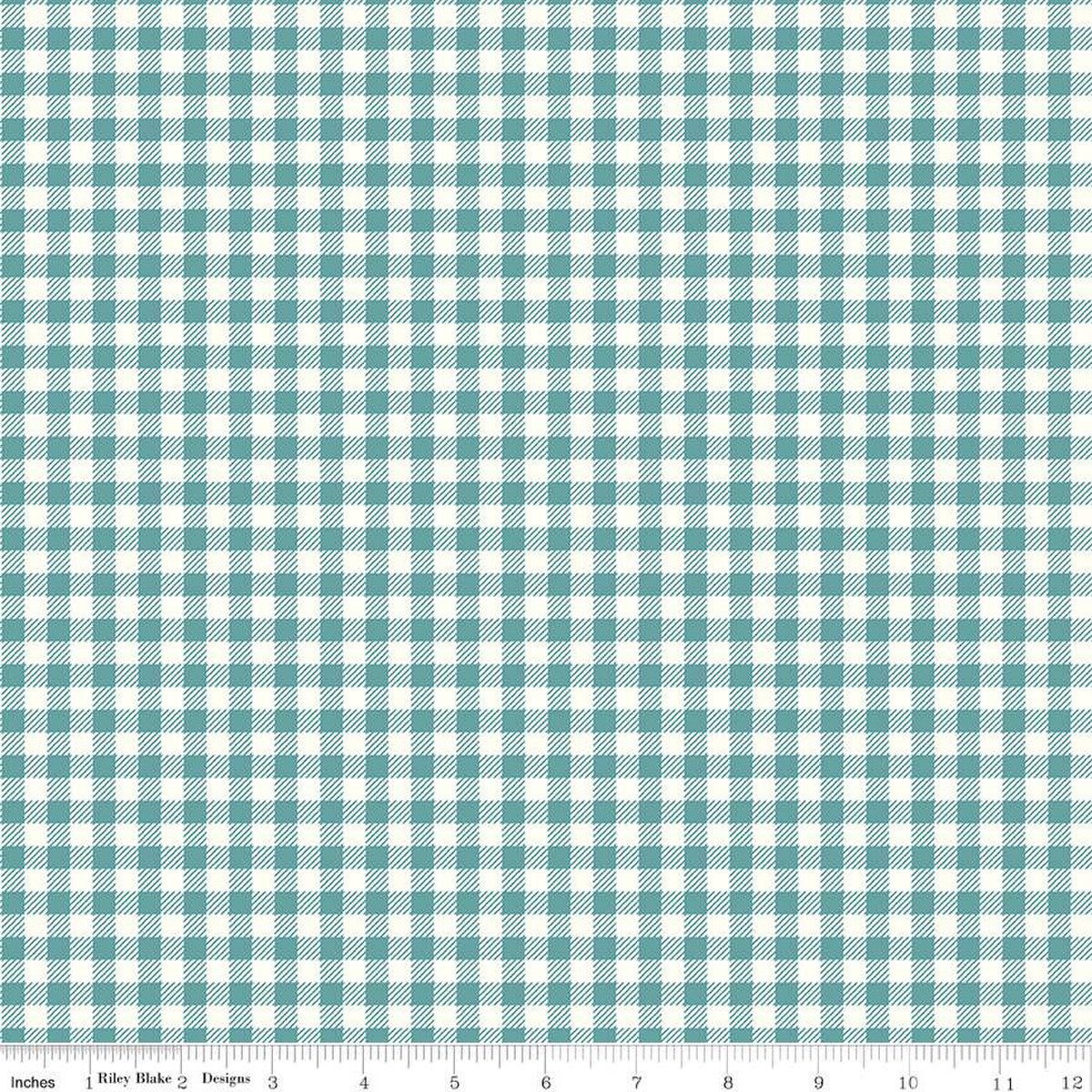 Bee Ginghams ReNae Teal Yardage | SKU: C12552-TEAL -C12552-TEAL-1 - Justin Fabric!
