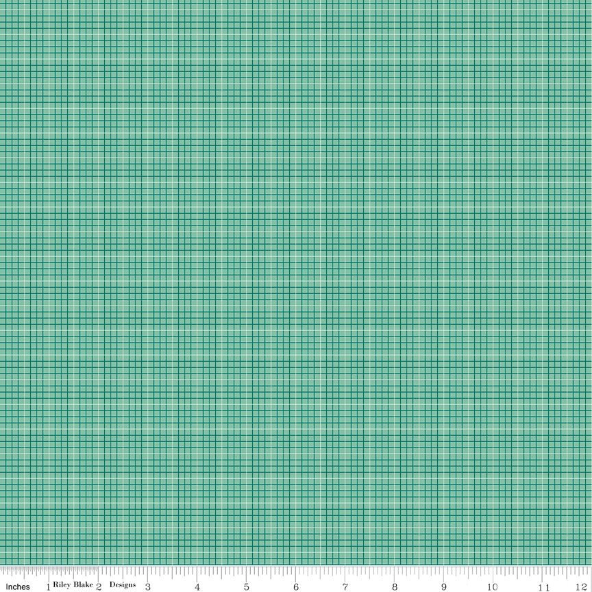 Bee Plaids Hayride Sea Glass by Lori Holt for Riley Blake Designs -C12027-SEAGLASS-1 - Justin Fabric!