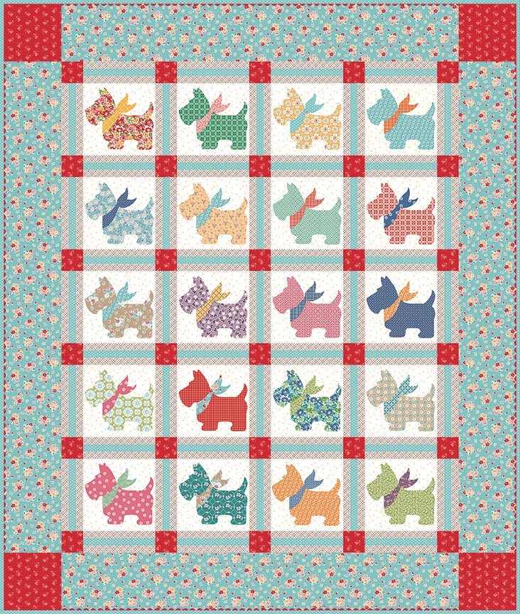 Bee Vintage Scottie Dogs Quilt Kit by Lori Holt for Riley Blake Designs -BEE-VINT-SCTDG - Justin Fabric!