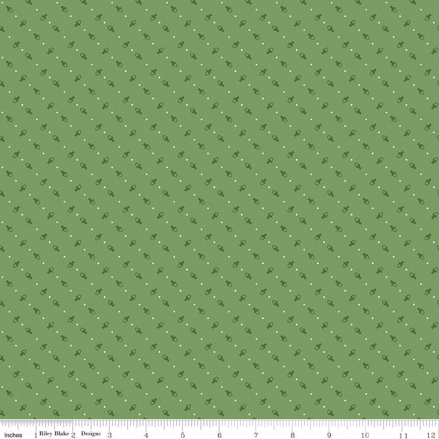 Calico Baskets Basil Yardage by Lori Holt for Riley Blake -C12844-BASIL-1 - Justin Fabric!