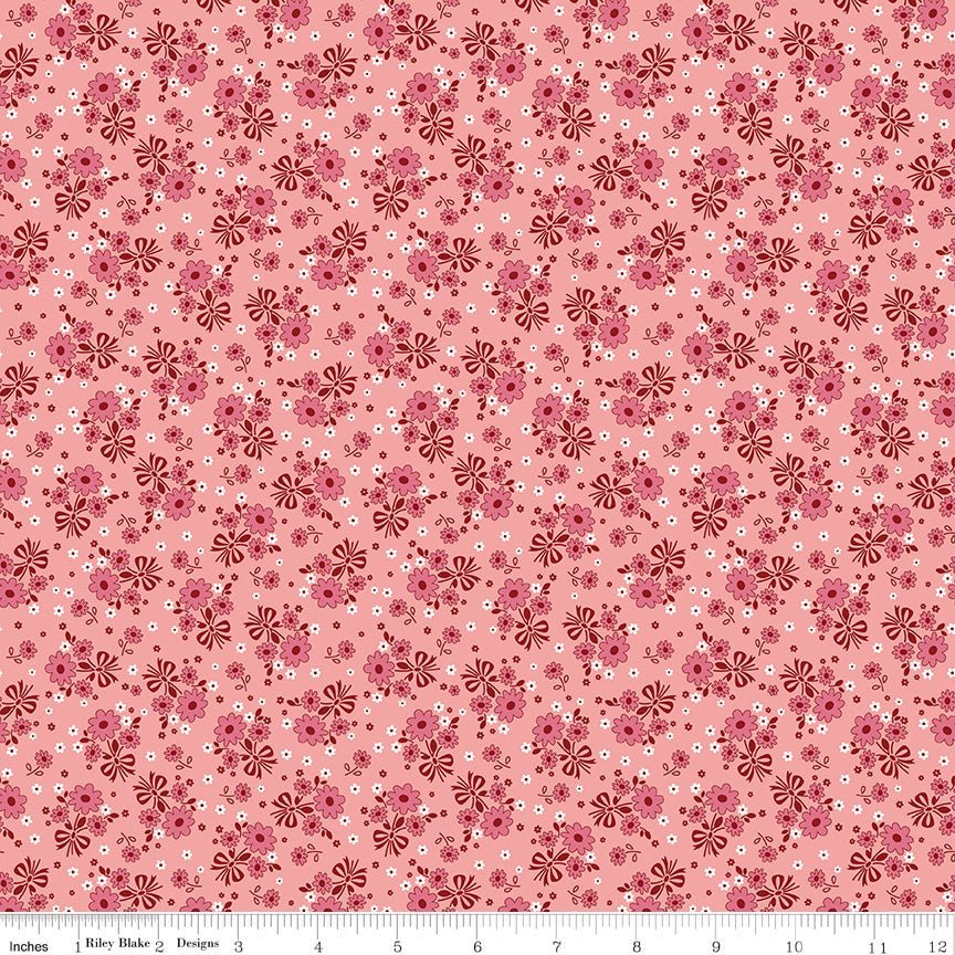 Calico Bouquet Heirloom Coral Yardage by Lori Holt for Riley Blake -C12840-CORAL-1 - Justin Fabric!