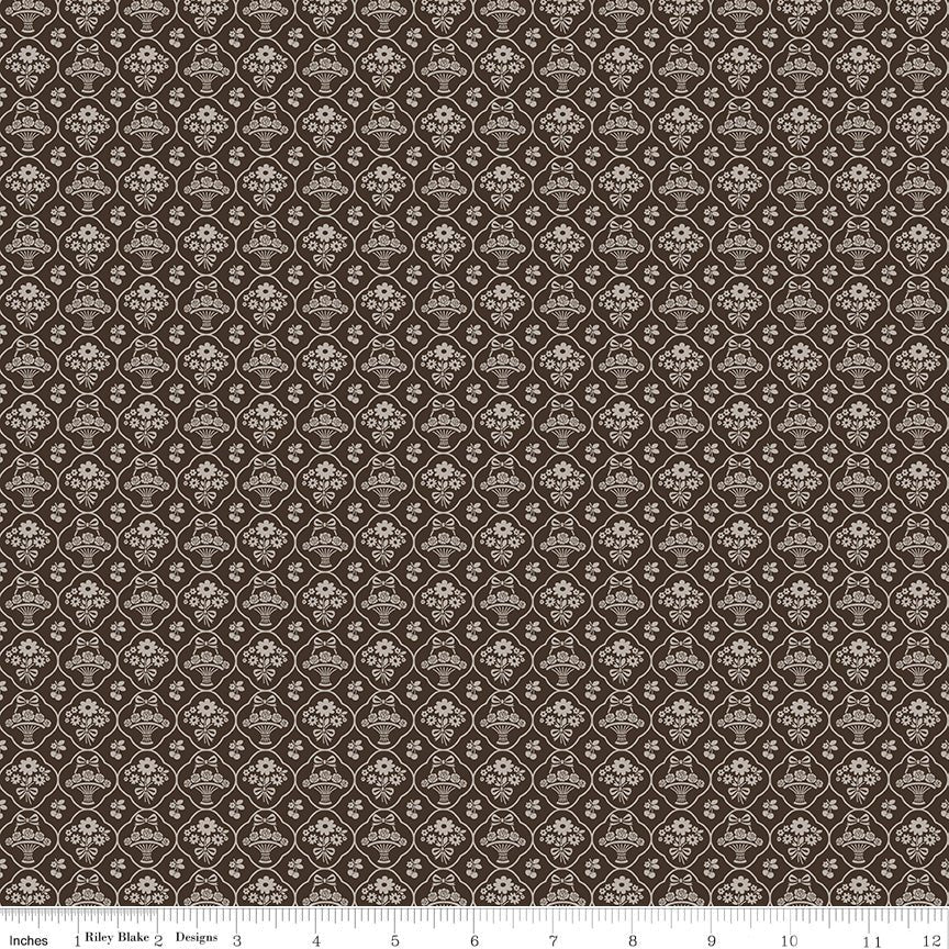 Calico Wallpaper Raisin Yardage by Lori Holt for Riley Blake -C12841-RAISIN-FQ - Justin Fabric!