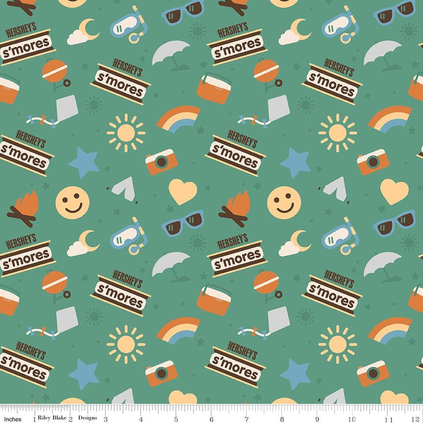 Camp S'mores Main Green | SKU: C13620-GREEN -C13620-GREEN - Justin Fabric!