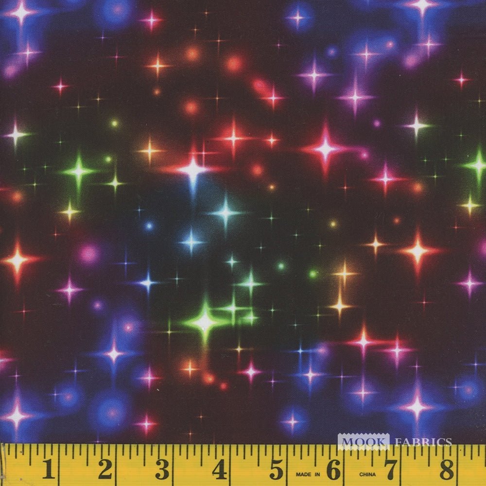 Christmas Neon Stars Multi Color Yardage | SKU: 122179 -122179 - Justin Fabric!