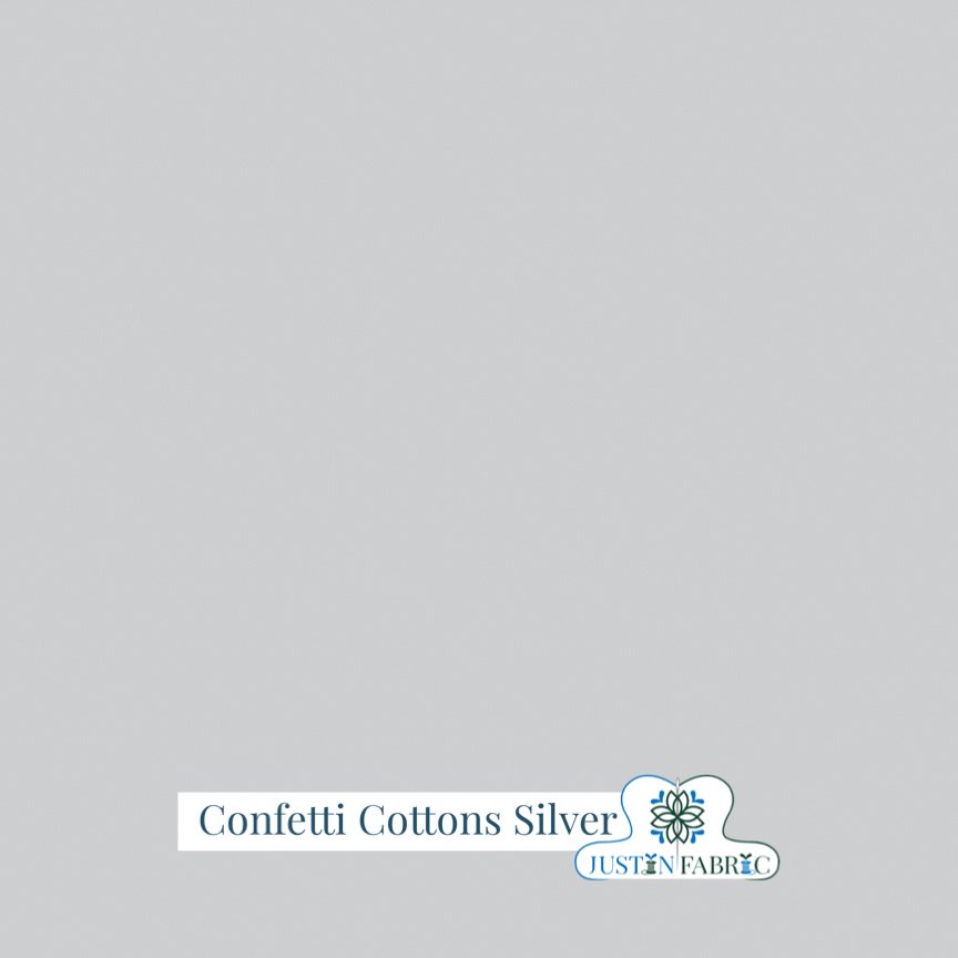 Confetti Cottons Solid Silver Basic Yardage | SKU: C120-SILVER -C120-SILVER - Justin Fabric!