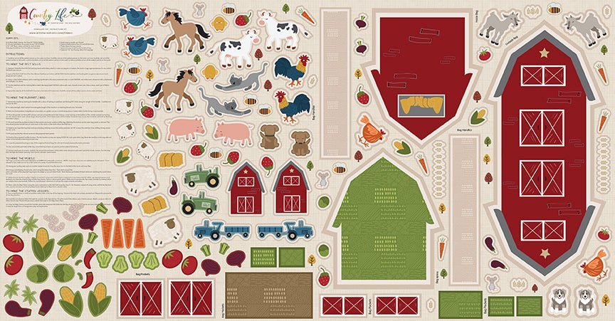 Country Life 3-in-1 Farm Play Felt Panel by Jennifer Long -FT13800-PANEL - Justin Fabric!