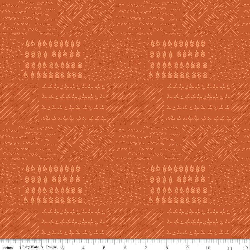 Country Life Field Crops Pumpkin Yardage by Jennifer Long for Riley Blake Designs C13794-PUMPKIN-1