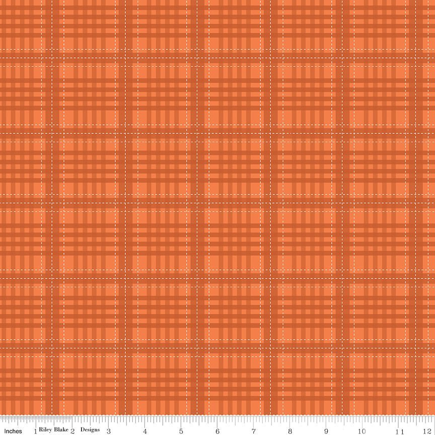 Country Life Flannel Shirt Carrot Yardage | SKU: C13796-CARROT -C13796-CARROT - Justin Fabric!