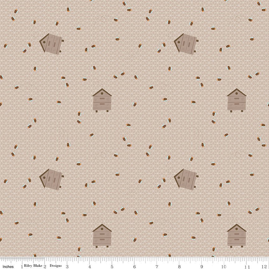 Country Life Worker Bee Natural Yardage | SKU: C13795-NATURAL -C13795-NATURAL - Justin Fabric!