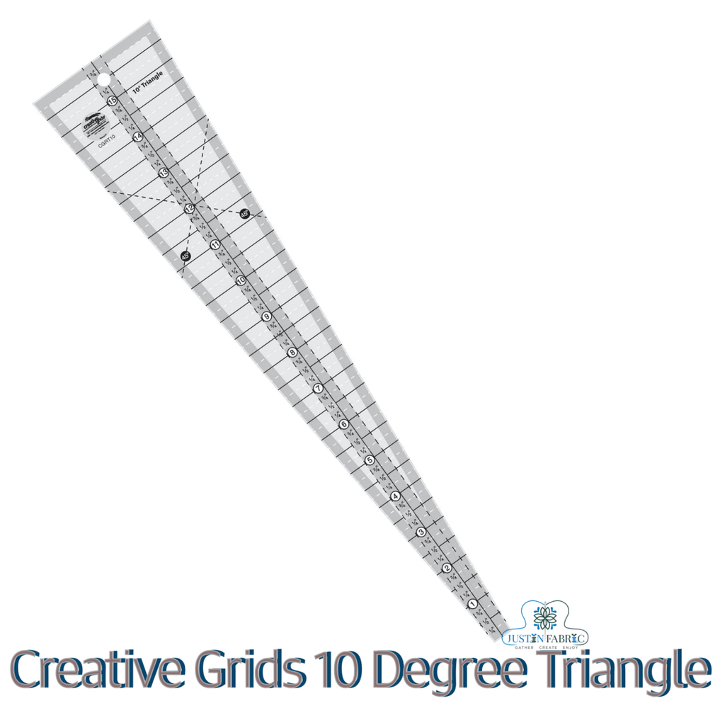 Creative Grids 10 Degree Triangle Non-Slip Quilt Ruler -CGRT10 - Justin Fabric!