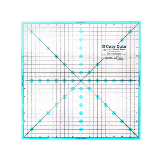 Cute Cuts Trim-it™ Ruler 14 1/2” x 14 1/2” by Lori Holt - Slip-Resistant Quilting Ruler -STTI-21862 - Justin Fabric!