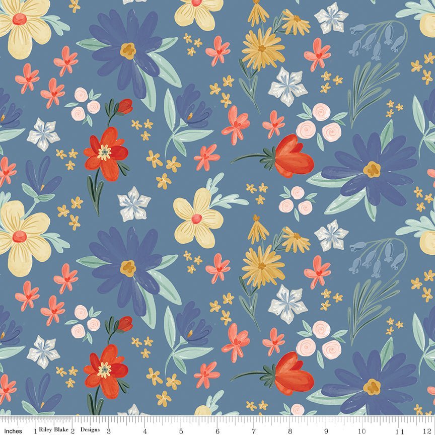 Farmhouse Summer Main Denim Yardage | SKU: C13630-DENIM -C13630-DENIM - Justin Fabric!