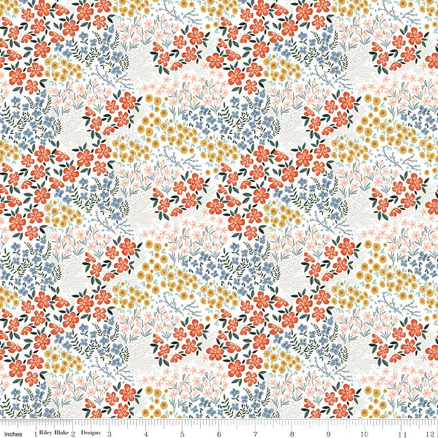 Farmhouse Summer Off White Floral Yardage | SKU: C136320-OFFWHITE -C13632-OFFWHITE - Justin Fabric!