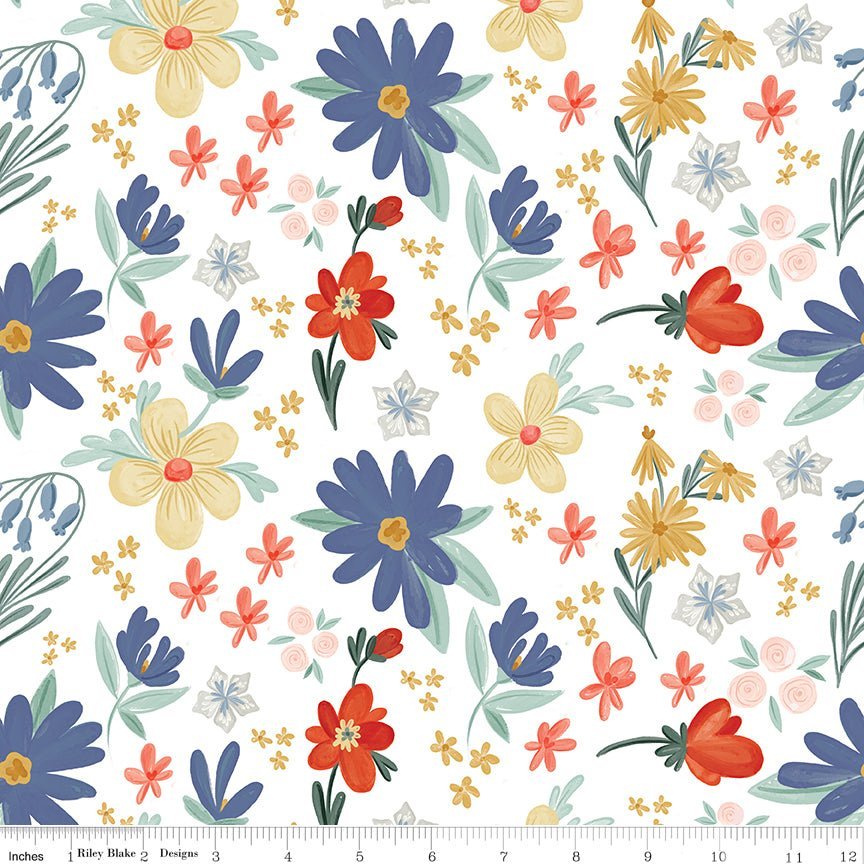 Farmhouse Summer Off White Main Yardage | SKU: C13630-OFFWHITE -C13630-OFFWHITE - Justin Fabric!