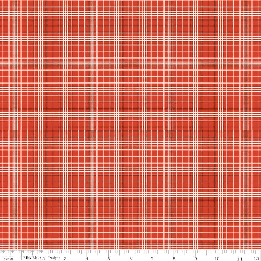 Farmhouse Summer Red Plaid Yardage | SKU: C13634-RED -C13634-RED - Justin Fabric!