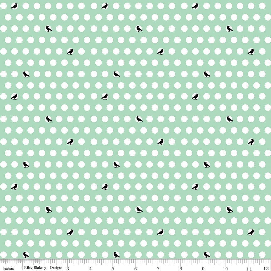 Haunted Adventure Dots and Crows Caribbean Yardage | SKU: C13113-CARIBBEAN -C13113-CARIBBEAN - Justin Fabric!
