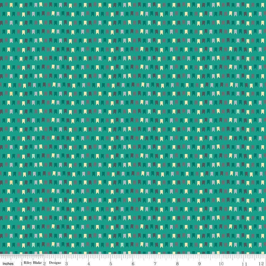 Haunted Adventure Pennants Rainforest Yardage | SKU: C13117-RAINFOREST -C13117-RAINFOREST - Justin Fabric!