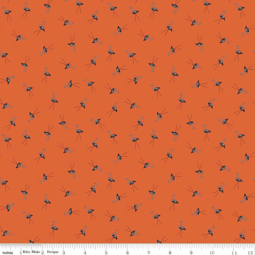 Haunted Adventure Skeleton Flamingos Autumn Yardage | SKU: C13114-AUTUMN -C13114-AUTUMN - Justin Fabric!