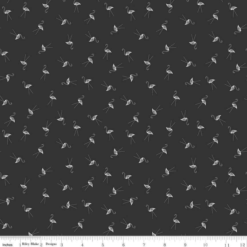 Haunted Adventure Skeleton Flamingos Charcoal by Beverly McCullough for Riley Blake Designs -C13114-CHARCOAL-1 - Justin Fabric!