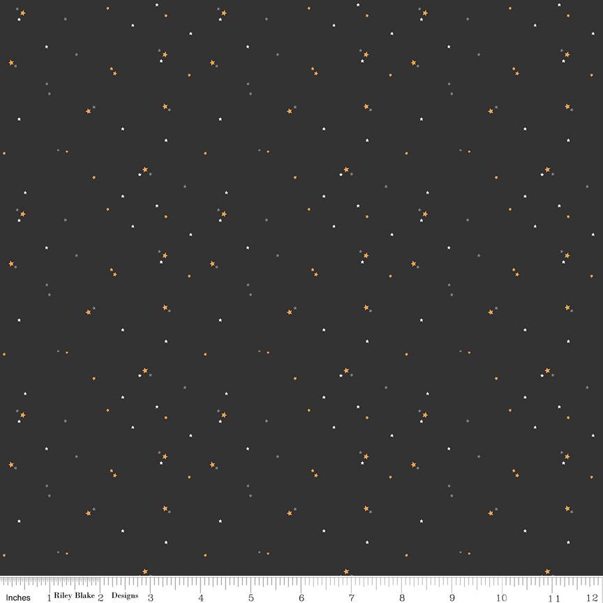 Haunted Adventure Stars Charcoal Yardage | SKU: C13115-CHARCOAL -C13115-CHARCOAL - Justin Fabric!