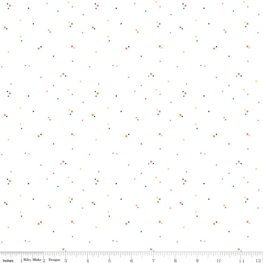 Haunted Adventure Stars White Yardage | SKU: C13115-WHITE -C13115-WHITE - Justin Fabric!
