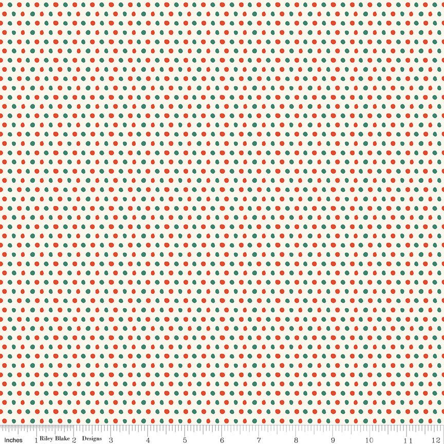 Holiday Cheer Dots Cream Yardage | SKU: C13616-CREAM -C13616-CREAM - Justin Fabric!