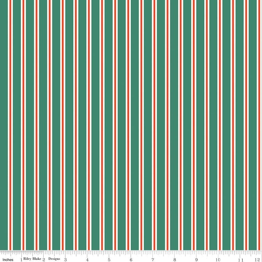 Holiday Cheer Stripes Green Yardage | SKU: C13617-GREEN -C13617-GREEN - Justin Fabric!