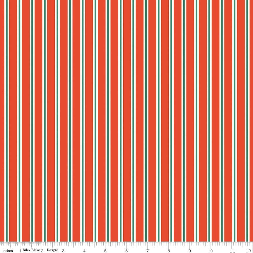 Holiday Cheer Stripes Red Yardage | SKU: C13617-RED -C13617-RED - Justin Fabric!