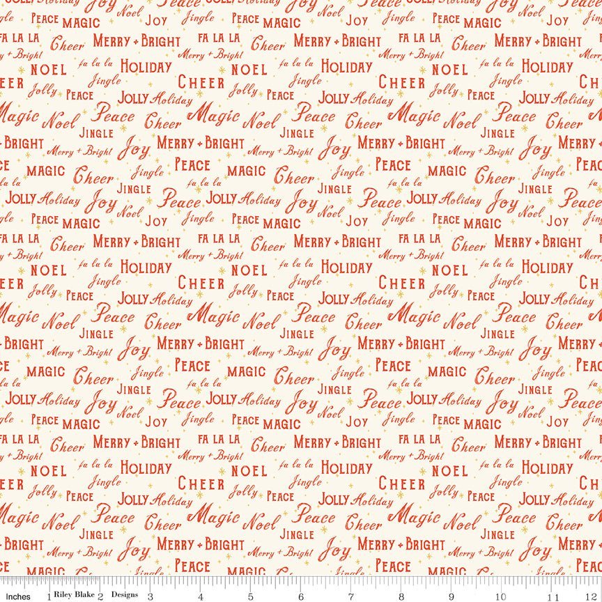 Holiday Cheer Text Cream by My Mind’s Eye | Riley Blake Designs C13613-CREAM -C13613-CREAM - Justin Fabric!