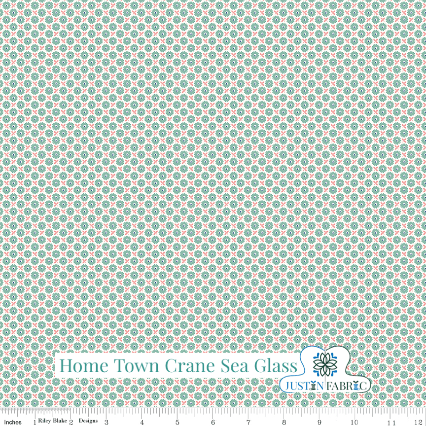 Home Town Crane Heirloom Sea Glass Yardage | SKU: C13596-HEIRSEAGLASS -C13596-HEIRSEAGLASS - Justin Fabric!