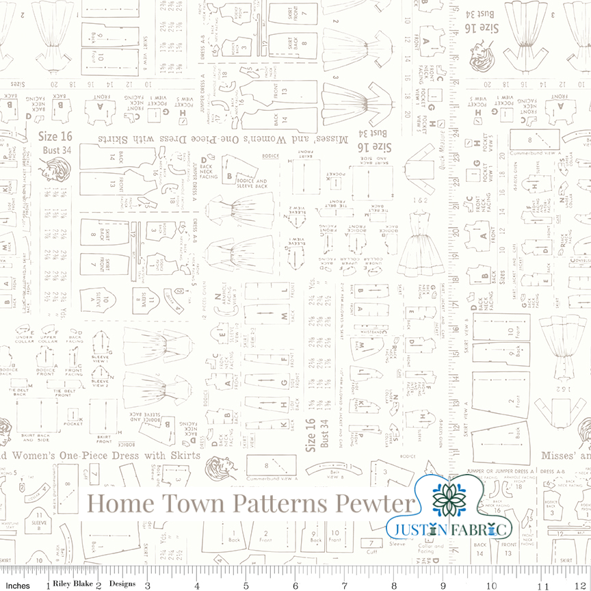Home Town Patterns Pewter by Lori Holt for Riley Blake Designs -C13599-PEWTER-1 - Justin Fabric!